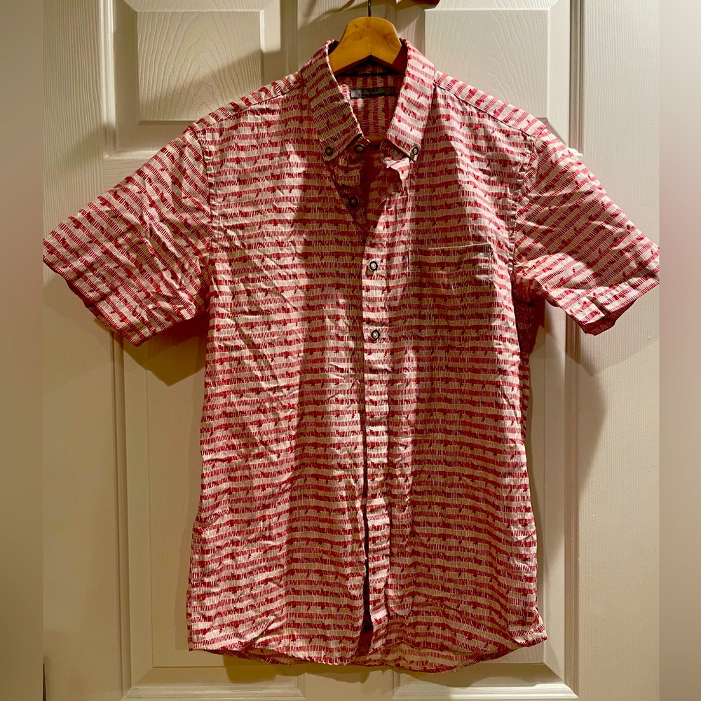 Nono Maldonado Shirt M, 100% Cotton! Red and Gray design.